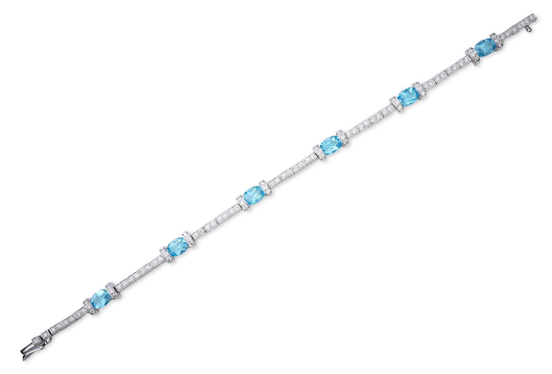 A blue topaz and diamond bracelet